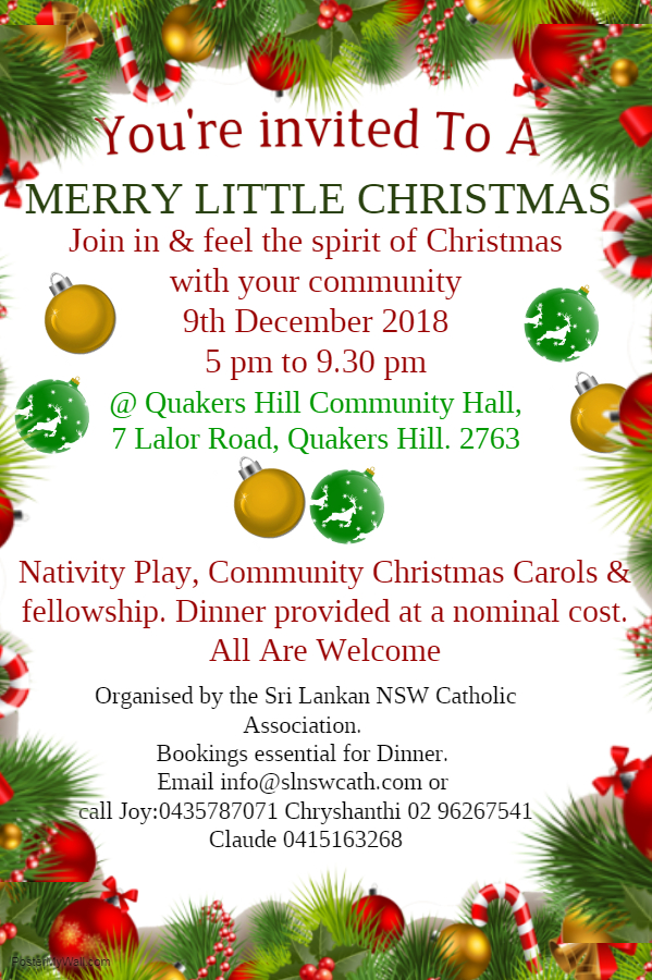 Sri Lankan NSW Catholic Association presents - Merry Little Christmas (9th Dec 2018)