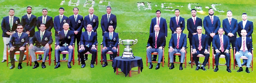 Teams RCGC (L) and NEGC (R), who competed at the 116th Burdett Trophy