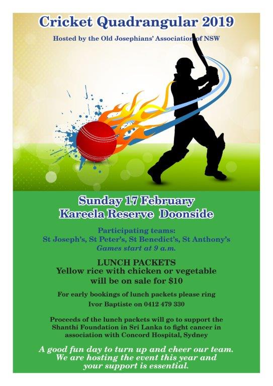 Cricket Quadrangular 2019 - Hosted by the Old Josephians' Association of NSW