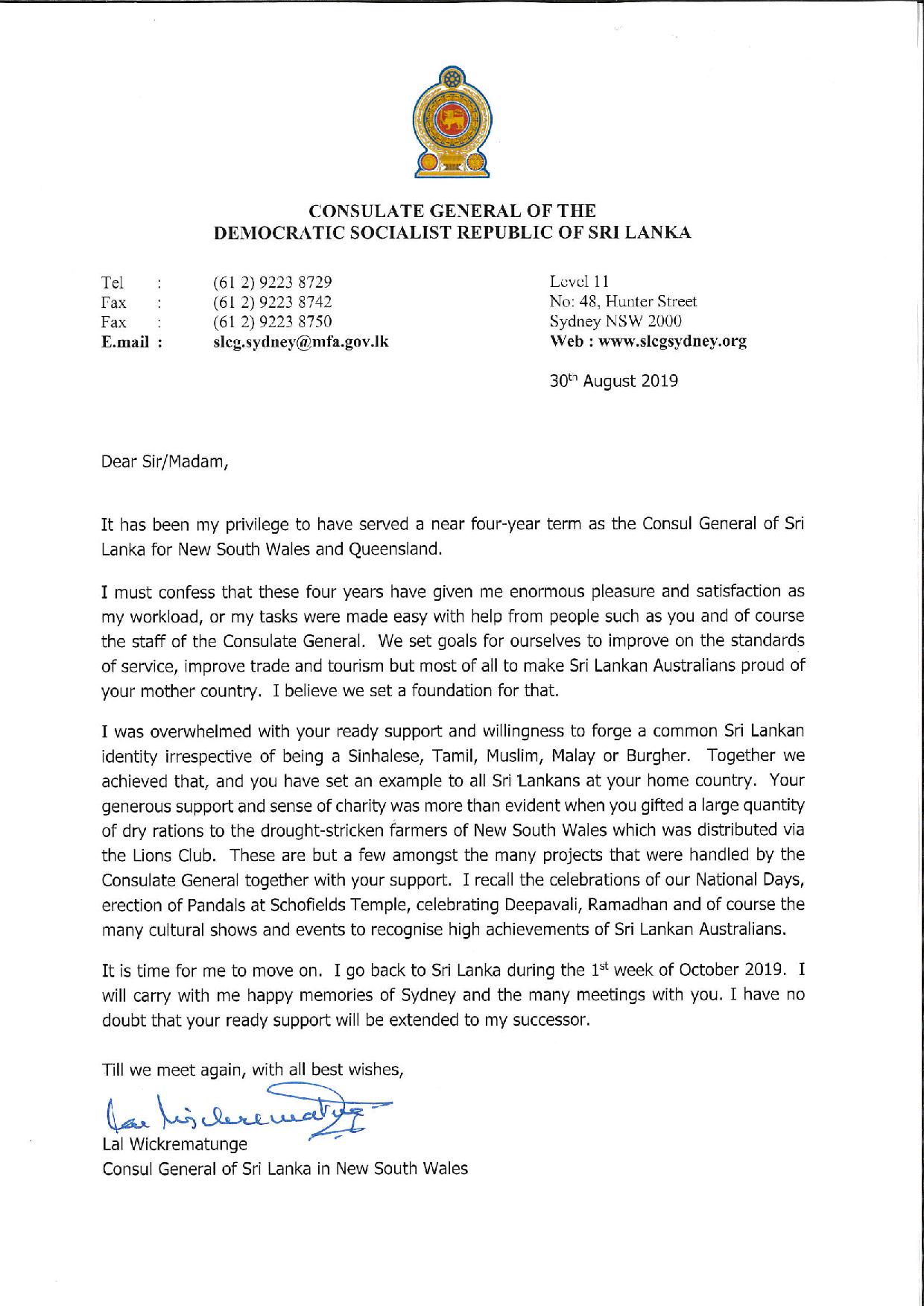 Thanking Letter