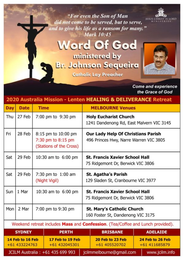 JCILM Healing and Deliverance Retreats Feb-Mar 2020