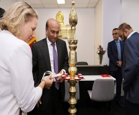 The Consulate General of Sri Lanka in Sydney has been renovated and refurbished on the initiatives taken by Mr. Lakshman Hulugalle, Consul General of Sri Lanka in Sydney. The management of the building agreed to undertake the facelift to the Reception area; Board room and the Office room of the Consul General on complementary without any financial burden on the Sri Lankan government. The Consul General also re-negotiated the rental reduction to the office premises of the Sri Lankan Consulate in Sydney and renewed the Agreement for 5 years resulting a huge amount of savings to the Sri Lankan Government. To mark the occasion, the Consul General organized an event with soft opening of Sri Lanka Mission in Sydney on Thursday, 11th March 2021 inviting officers of the building management, representatives of the Sri Lankan Associations and the selected Sri Lankan dignitaries in Sydney. In line with the Sri Lankan customary guests were invited to light the traditional oil lamp and to Sri Lankan traditional delicacies which were organized by the staff of the Consulate General of Sri Lanka in Sydney. In his short remarks, the Consul General stated that the renovation and refurbishment of Sri Lanka Mission in Sydney has been done after laps of 15 years. “With facelift to the Mission, the Sri Lankan community in New South Wales and Queensland will receive a better service from the Consulate Office”, Consul General said. He also thanked the management of the building for accepting his requests and prompt response in undertaking the renovation and refurbishment on a complimentary basis. The invited guests expressed their pleasure to the changes in the Mission and appreciated the initiatives taken by the Sri Lankan Consul General in Sydney. Consulate General of Sri Lanka in Sydney 12th March 2021