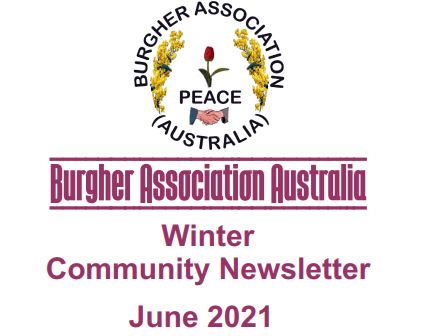 Burgher Association Australia - Winter Community Newsletter - June 2021