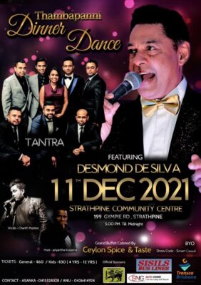 Thambapanni Dinner Dance - Tantra featuring 11 December 2021 (Brisbane event)