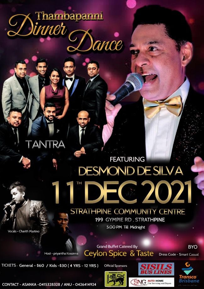 Thambapanni Dinner Dance - Tantra featuring 11 December 2021 (Brisbane event)