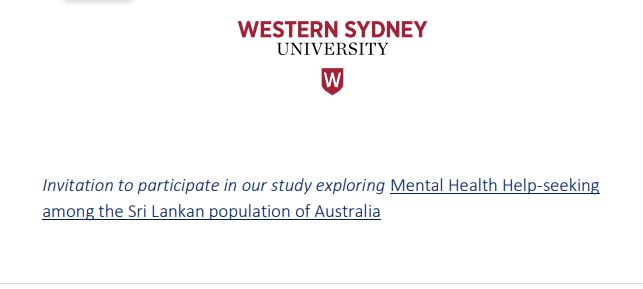 Research study exploring mental health in the Sri Lankan community
