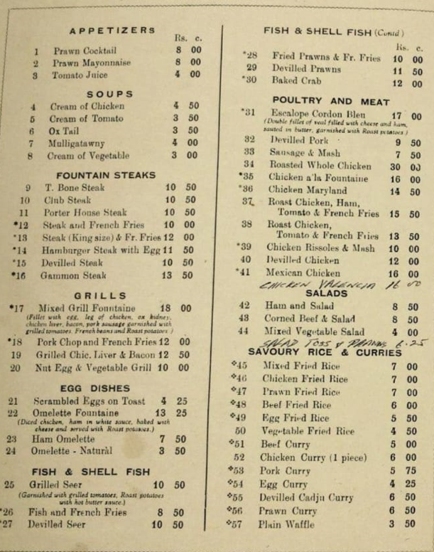 FOUNTAIN CAFE MENU