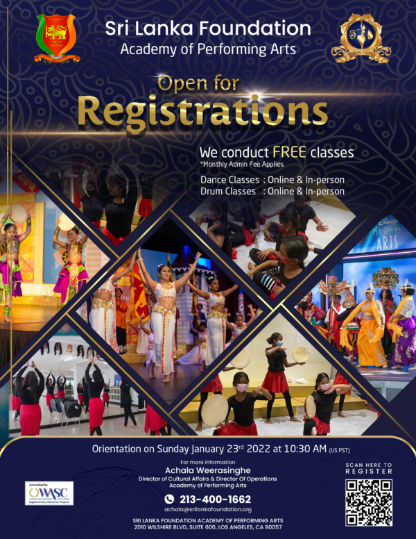 Sri Lanka Foundation Academy of Performing Arts - Open for Registrations