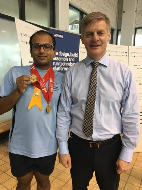 With former PM Bill English after his winning performance in Wellington