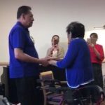 Desmond de Silva dancing with his mother in Melbourne singing Save the last dance for me