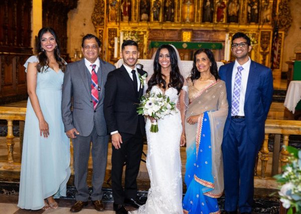 Wasana Ekanayake marrried Pablo Gomez on January 15th at Chevy Chase Country Club in Glendale, Ca. In photo are her Mom Chitra and brother Aruna. They had a poruwa ceremony, Sri Lankan dancers as well as a full Mariachi band.