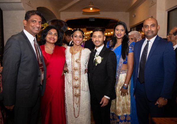 Bride and groom with uncle Kirthi, aunt Asoka Wijekuleratna and cousin Sandra.