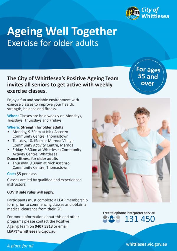 LEAP Exercise classes - REGISTER YOUR INTEREST - POSTPONED TO MARCH