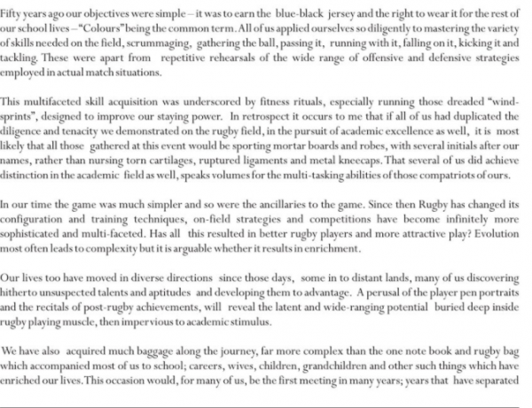 STC Rugby reflections...1960’s!