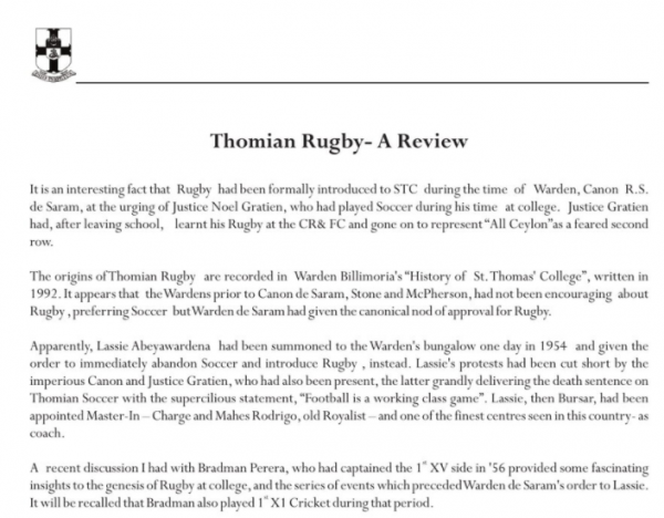 STC Rugby reflections...1960’s!