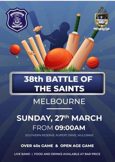 38th Battle of the Saints (Sunday 27th March 2020 - Melbourne event)