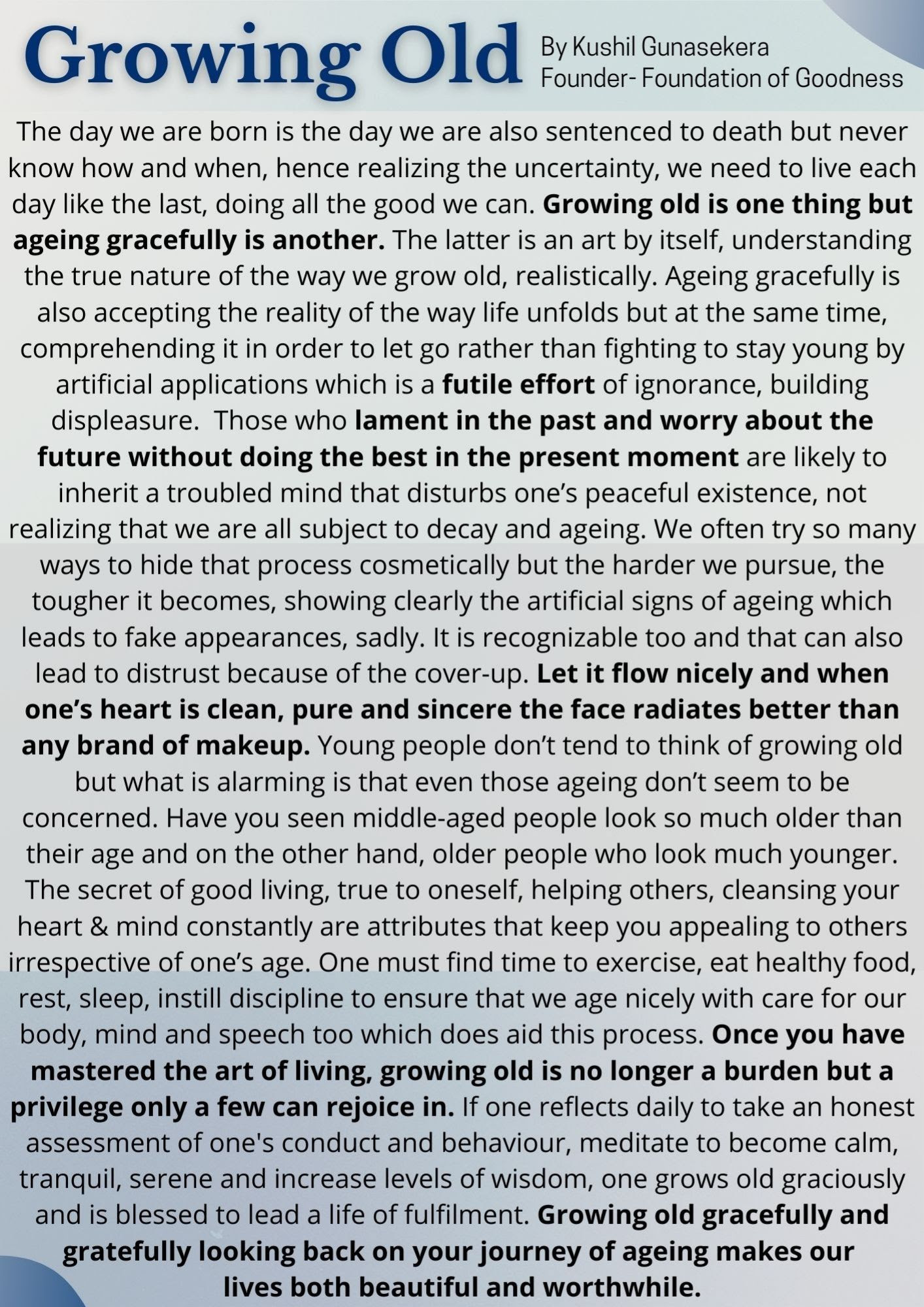 Foundation of Goodness 