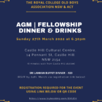 AGM & Fellowship Dinner Registration