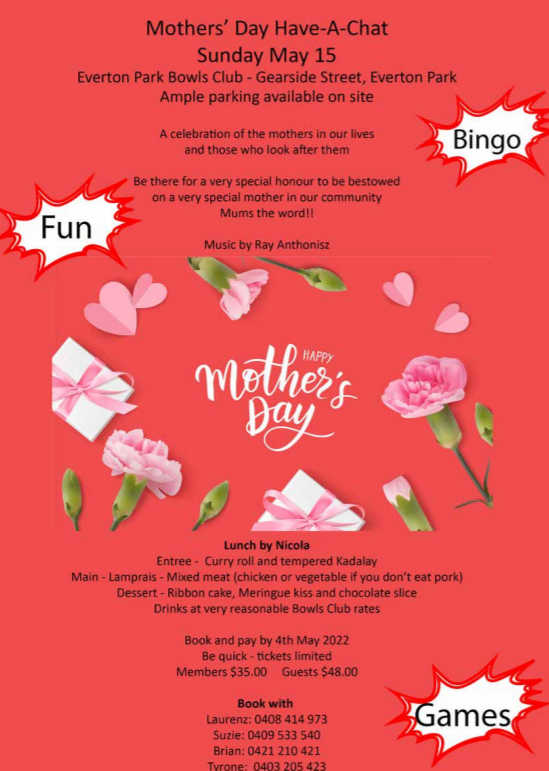  Mother’s Day Have-A-Chat - Sunday 15th May 2022 (Brisbane event)