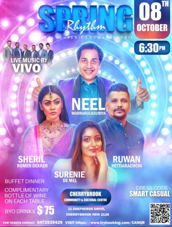 Surenie De Mel, Neel Warnakulasuriya, Ruwan Hettiarachchi, Sheril Romen Dekker Live in Sydney – 8th October 2022