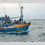 The trawler with the illegal migrants on board.