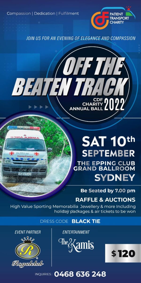 Off the Beaten Track – CDF Charity Ball 2022 – Saturday 10th September (Sydney event)