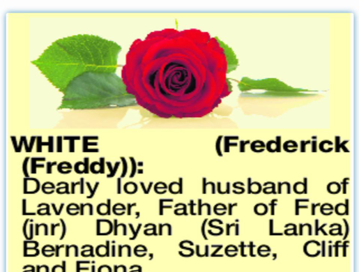 FREDERICK WHITE BORN 1930 – 13 AUGUST 2022 - ONE OF CEYLON’S BEST EVER SPORTSMEN - by Dennis de Rosayro