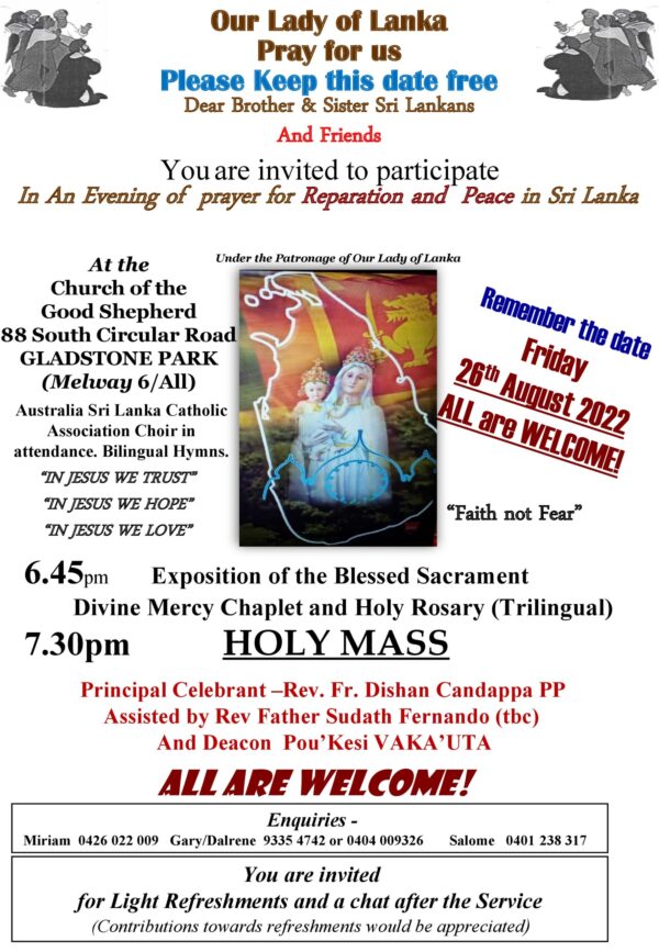 Sri Lankan Mass for Peace 26th August