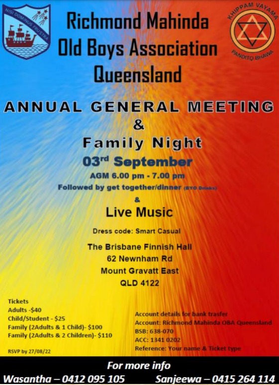 Richmond Mahinda old Boys association Queensland