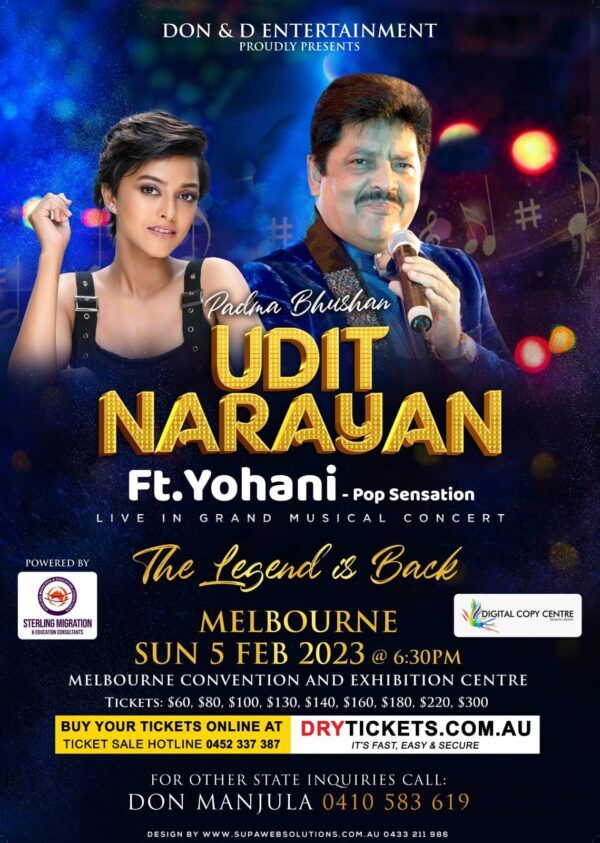 Udit Narayan Ft Yohani Live In Grand Musical Concert Sydney