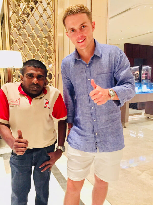 gayan senanayake with Sam Curran-elanka