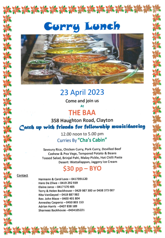 Curry Lunch - 23 April 2023 - 12 Noon to 5 PM