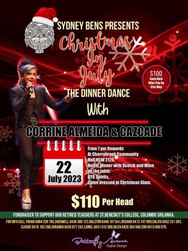 Sydney Bens Presents christmas in July The Dinner Dance with Corrine Almeida and Cazcade