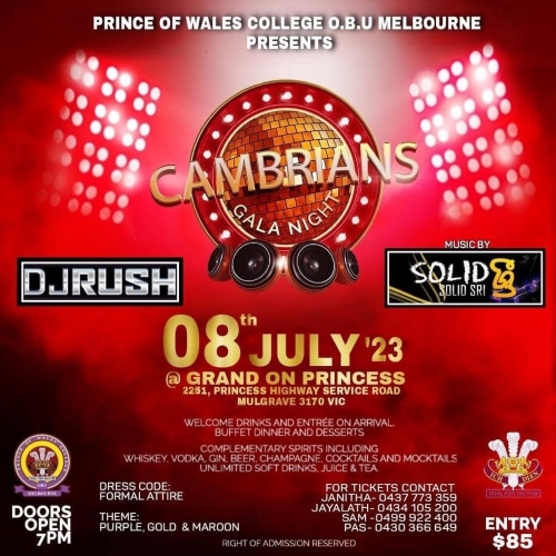 CAMBRIANS Gala Night - 8th July 2023 ( Melbourne Event )