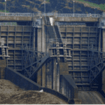 kothmale dam Closeup view of the spillway