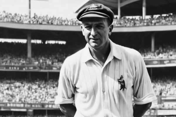 Bradman at Brockton Oval in Vancouver in 1932 during Australian North American Tour-by Michael Roberts