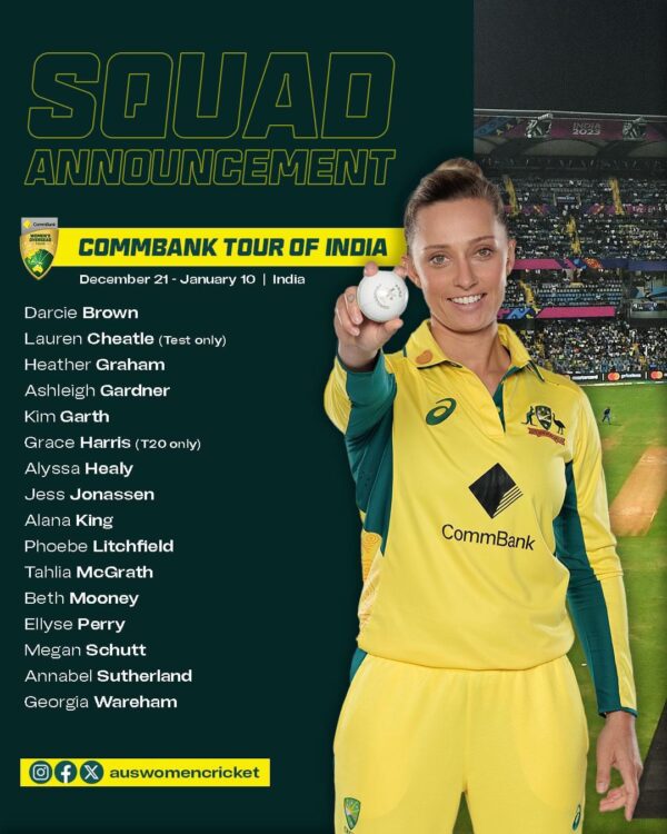 Australian Women's squad for CommBank Tour of India - eLanka (2)