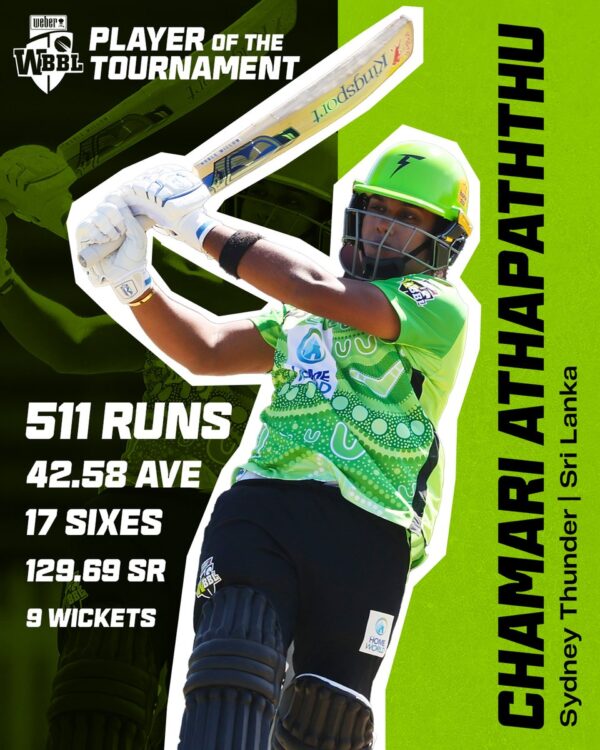 Chamari Athapaththu named in Weber WBBL|09 Team of the Tournament - eLanka