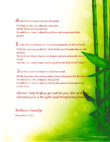 Merry Christmas & A Bright and Prosperous New Year - By Noor Rahim