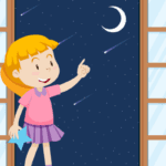 little girl looking moon - eLanka