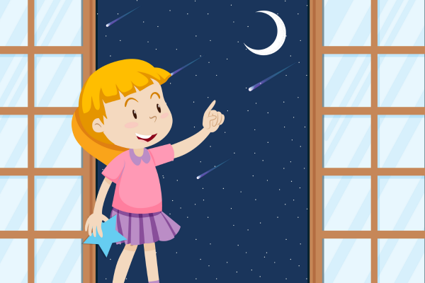 little girl looking moon - eLanka
