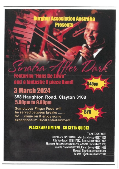Sinatra After Dark – 3 March 2024 - 5.00PM TO 9.00PM (Melbourne event)