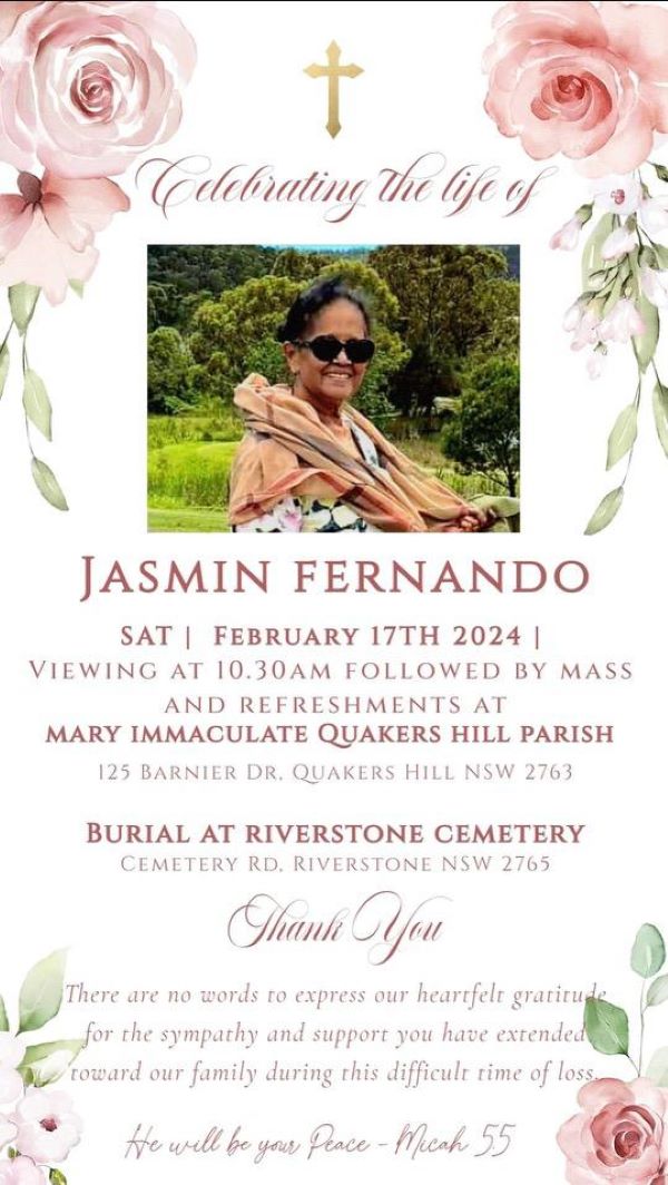 OBITUARY: JASMINE FERNANDO