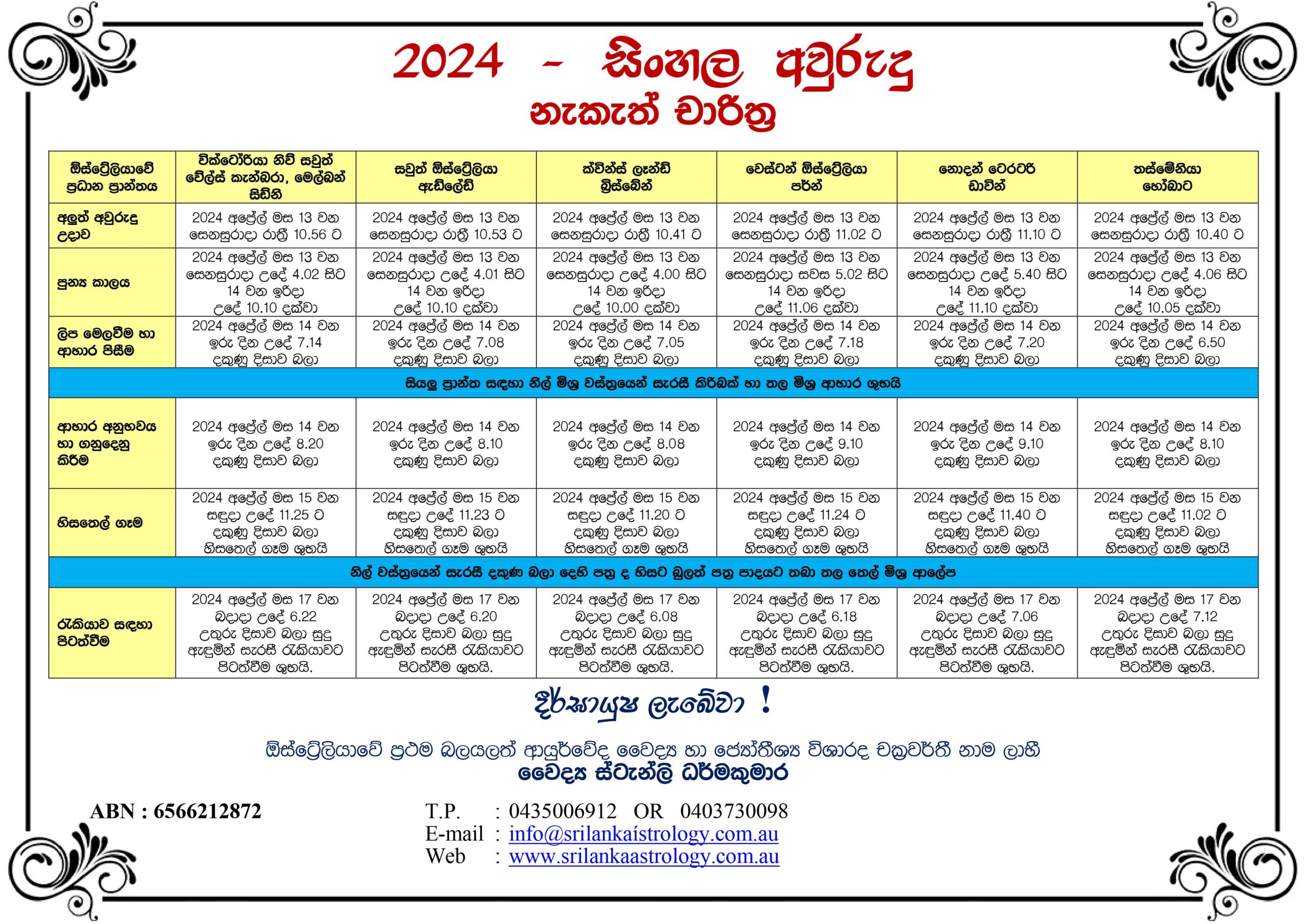 Aurudu Nakath 2024