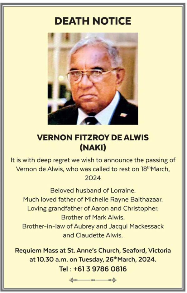 VERNON FITZROY DE ALWIS ( NAKI )