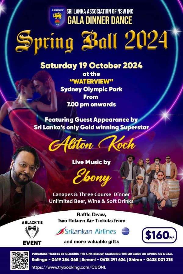 The Sri Lanka Association Of NSW INC’s Spring Ball – 19th October 2024 ( Sydney Event ) 