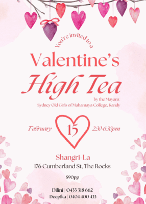 Valentine's High Tea By Mayanz - 15th February 2025 - 2.30 PM To 6.30 PM ( Sydney Event )