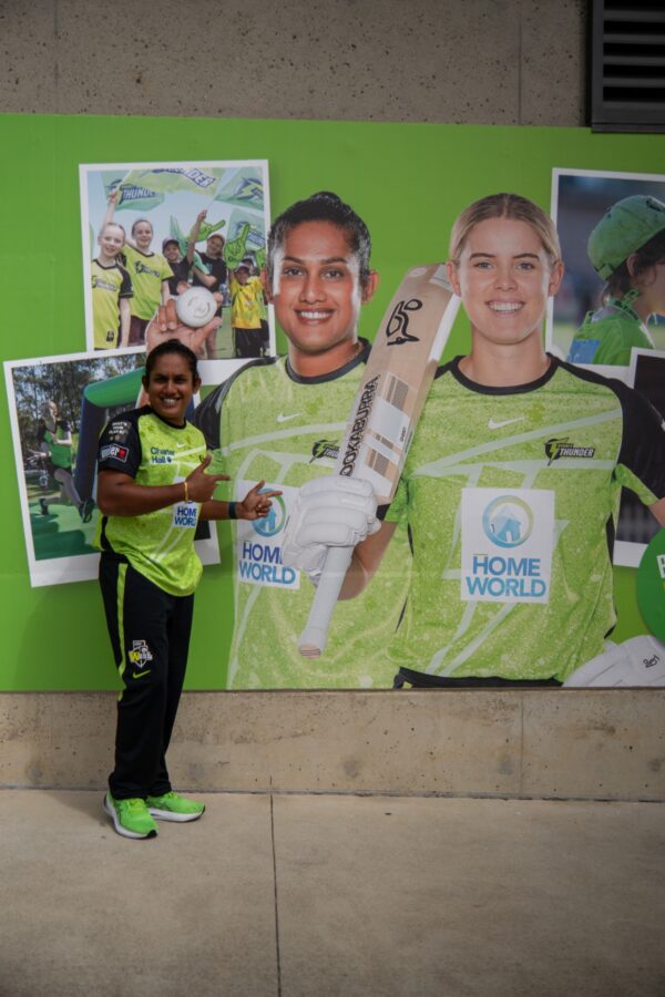 Chamari Athapaththu, along with teammates Georgia Voll and Taneale Peschel, visited Drummoyne this week to experience the festival preparations firsthand.