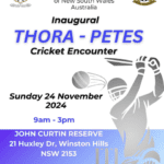 Inaugural THORA-PETES Cricket Encounter - Sunday 24 November 2024 - 9am - 3pm ( Sydney Event )