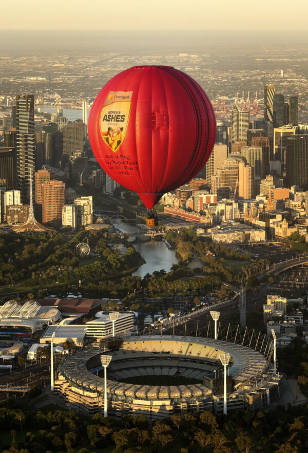 Giant Pink Cricket Ball Soars Over MCG for Women's Day-Night Test